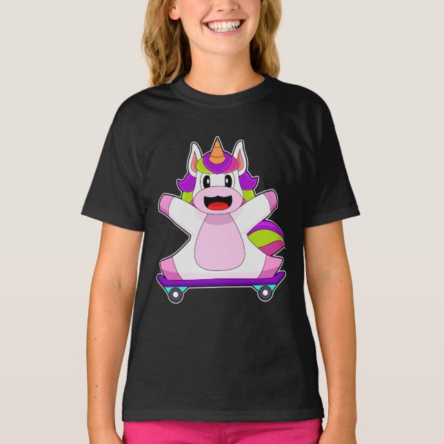 Unicorn Skater Skateboard T Shirt (Framsida)