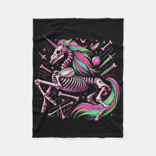 Unicorn Skeleton Fantasy Halloween Punk Sten Zombi Fleecefilt
