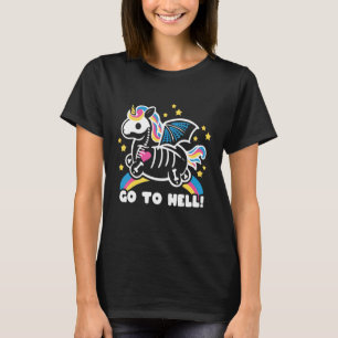 Unicorn Skeleton Halloween går till helvetet T Shirt