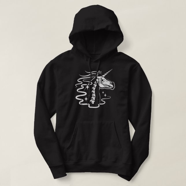 Unicorn Skeleton Magic Ghost Animal Skull Macabr Hoodie (Design framsida)