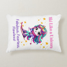 Unicorn skier vintersportmagiska berg prydnadskudde