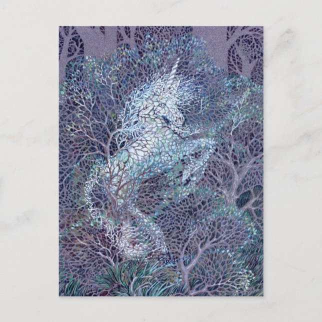 Unicorn Skogen Deva Vykort (Framsida)