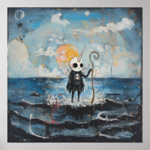 Unicorn Skull Magic Witchy AI Art Matte Value Poster