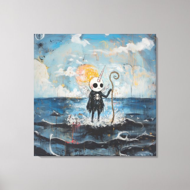 Unicorn Skull Magic Witchy Goth Spider AI Art Canvastryck (Framsida)