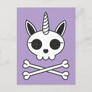 Unicorn Skull och Crossbone Vykort