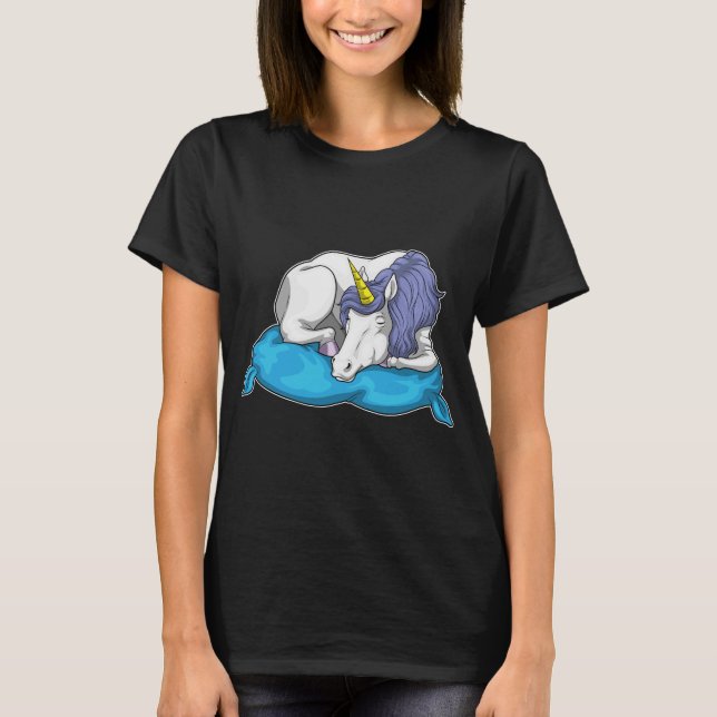Unicorn Sleeping Pillow T Shirt (Framsida)