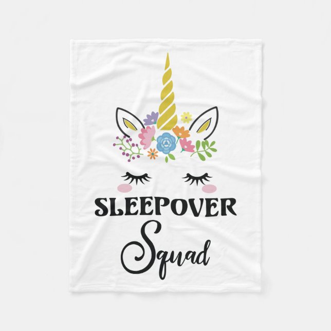 Unicorn Sleepover Squad Birthday Slumber Party Fleecefilt (Framsidan)