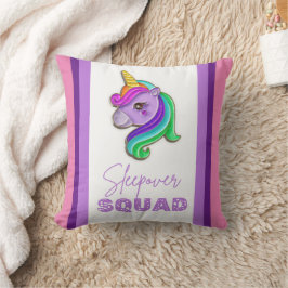Unicorn Sleepover Squad pajama party-gåva Kudde