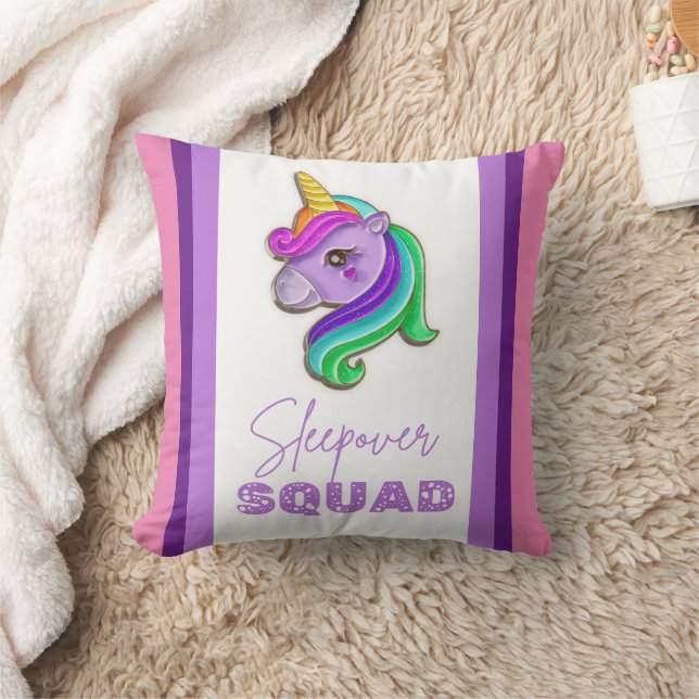 Unicorn Sleepover Squad pajama party-gåva Kudde (Filt)