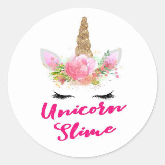 Unicorn Slime Stickers runt Klistermärke