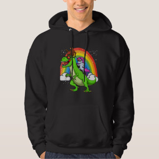 Unicorn Sloth Riding Dinosaur Rex Rainbow Cute Rol Hoodie