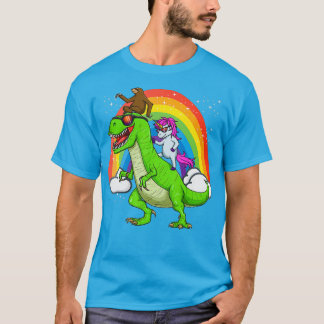 Unicorn Sloth Riding Dinosaur T Rex Rainbow Cute Shirt