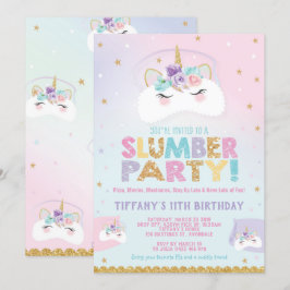 Unicorn Slumber Party Birthday-inbjudan Pajama Inbjudningar