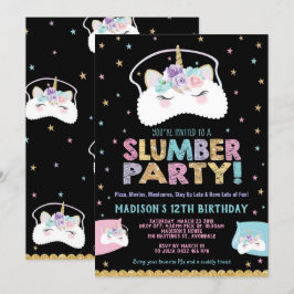 Unicorn Slumber Party Birthday-inbjudan Pajama Inbjudningar