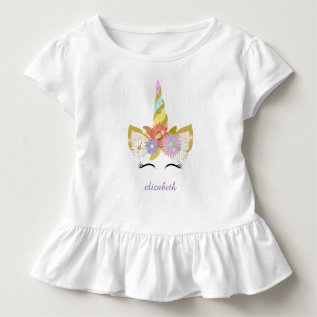 Unicorn Småbarn Ruffle Tee (Framsida)