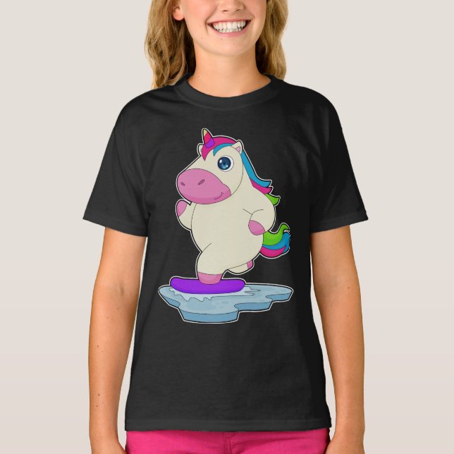 Unicorn Snowboard Winter sport T Shirt (Framsida)