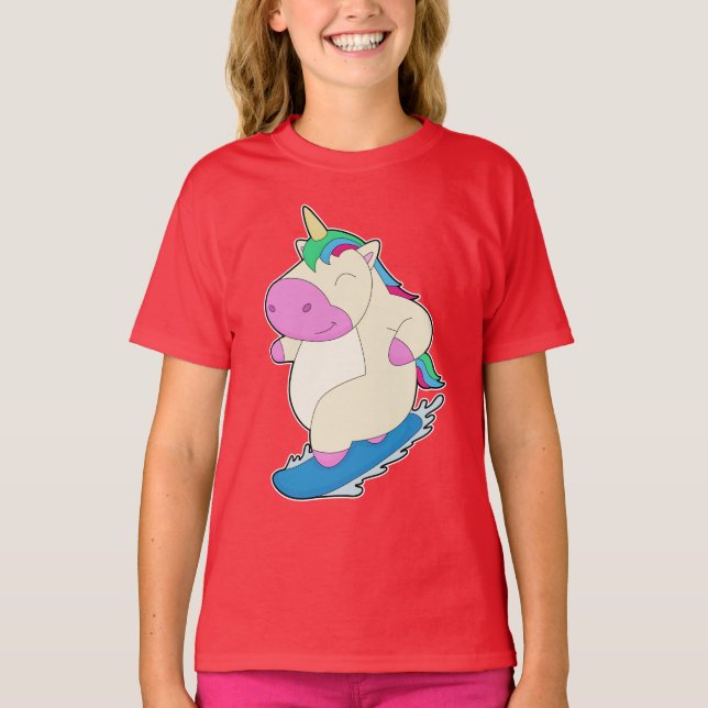Unicorn Snowboard Winter sport T Shirt (Framsida)