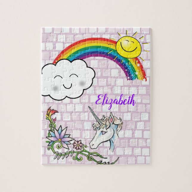 Unicorn Sol Rainbow Jigszle Puzzle Daisy Pussel (Vertikal)
