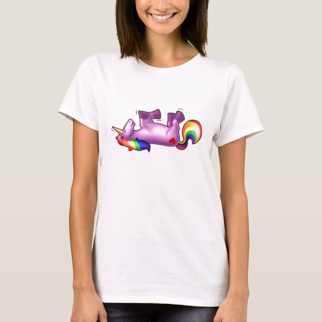 Unicorn som är rullande på skratta för golv t shirt (Framsida)