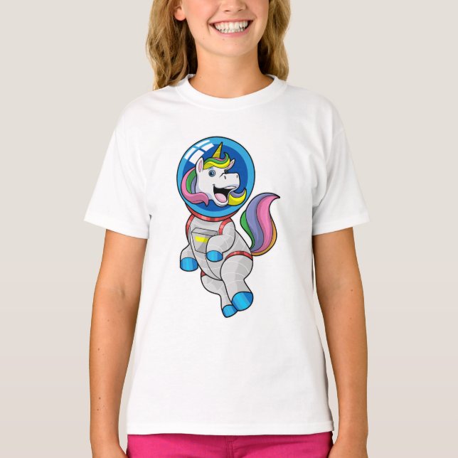 Unicorn som astronaut i rymden t shirt (Framsida)