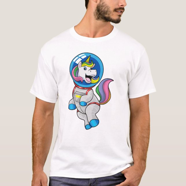 Unicorn som astronaut i rymden t shirt (Framsida)