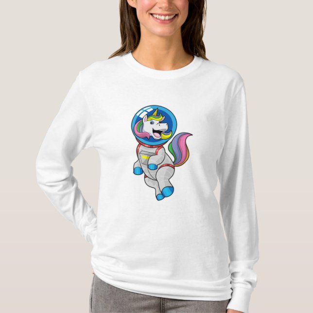 Unicorn som astronaut i rymden t shirt (Framsida)