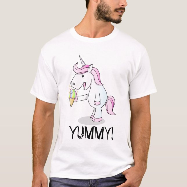 Unicorn som äter glassT-tröja Tee Shirt (Framsida)