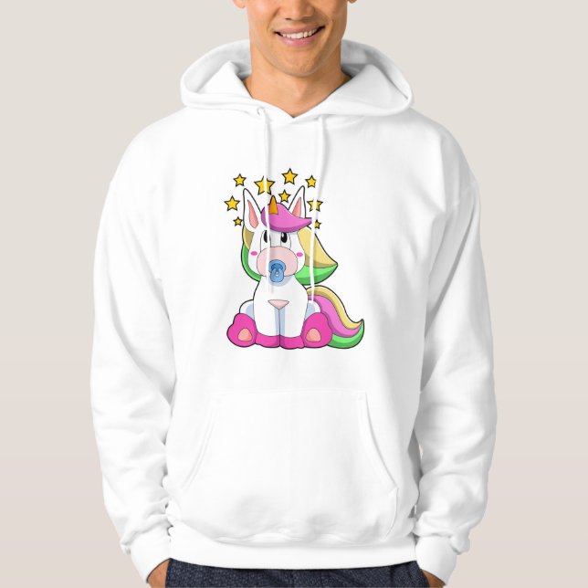 Unicorn som Baby med Nappar Hoodie (Framsida)