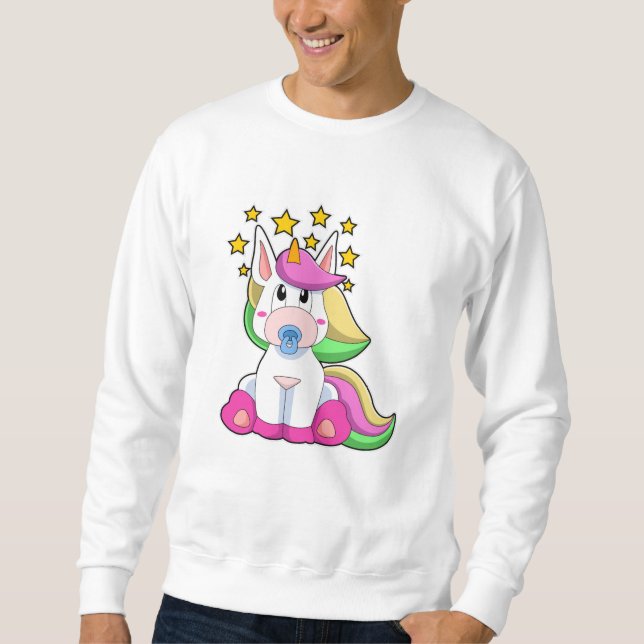 Unicorn som Baby med Nappar Lång Ärmad Tröja (Framsida)