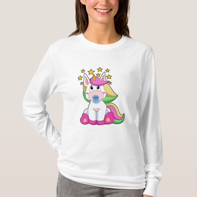 Unicorn som Baby med Nappar T Shirt (Framsida)
