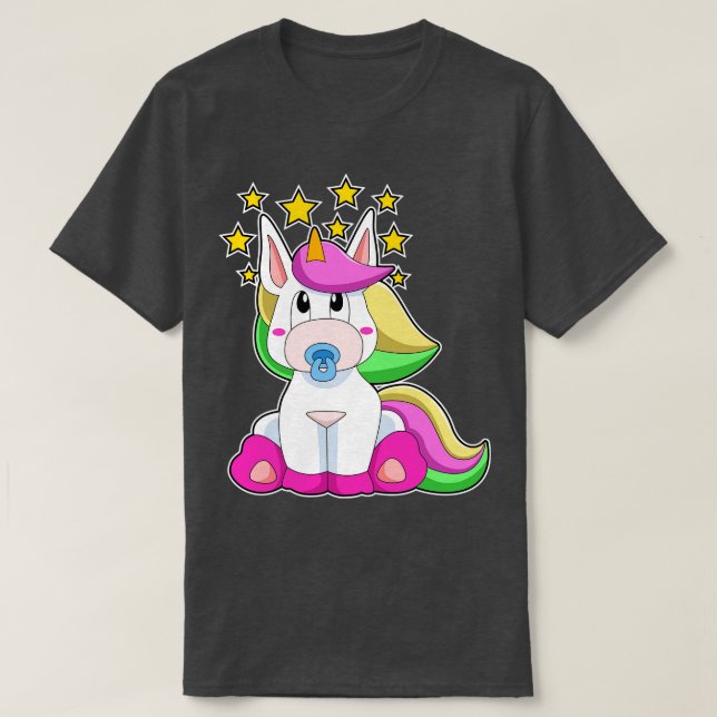Unicorn som Baby med Nappar T Shirt (Design framsida)