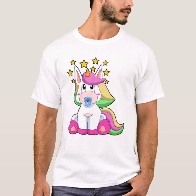 Unicorn som Baby med Nappar T Shirt (Framsida)