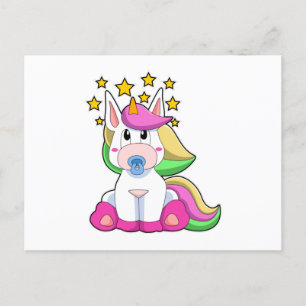 Unicorn som Baby med Nappar Vykort