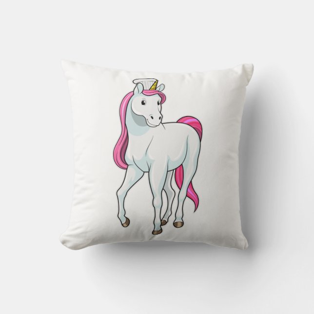 Unicorn som Cook med Chef hat Kudde (Framsida)