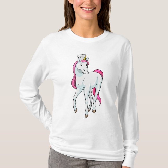 Unicorn som Cook med Chef hat T Shirt (Framsida)