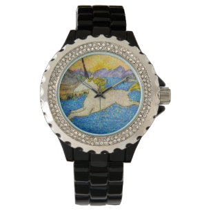 Unicorn som glider över evolution sjön armbandsur