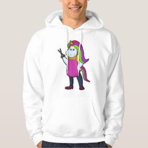Unicorn som Hairdresser med saxar Hoodie