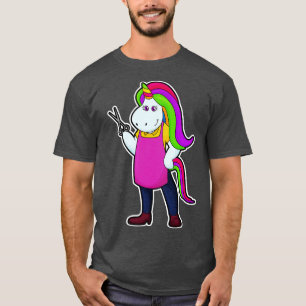 Unicorn som Hairdresser med saxar T Shirt