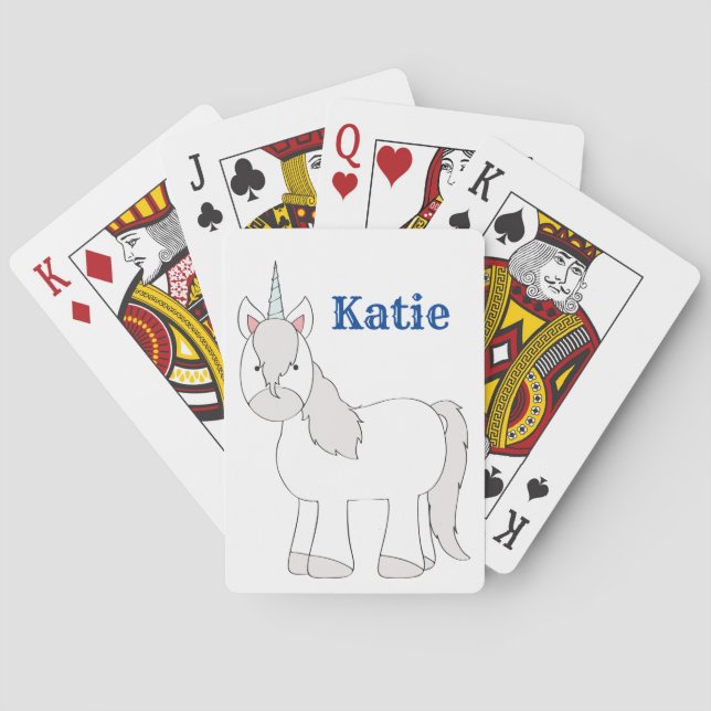 Unicorn som leker kort för flickor casinokort (Baksidan)
