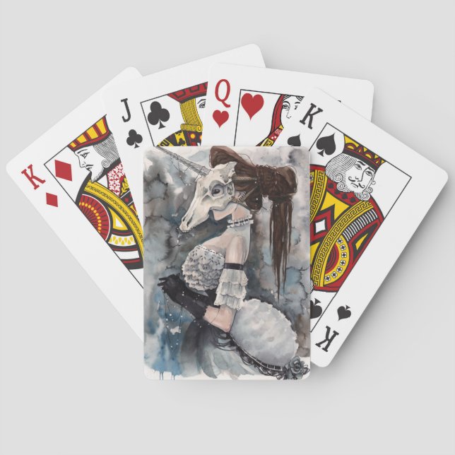 Unicorn som leker kort kortlek (Baksidan)