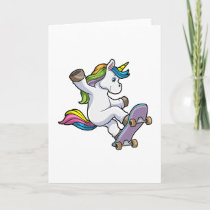 Unicorn som Skater med Skateboard Kort