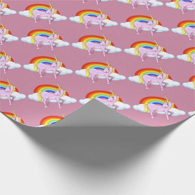 Unicorn som slår in papper presentpapper (Hörn)