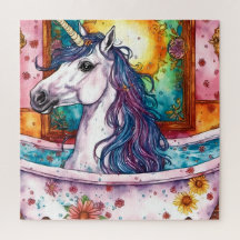 Unicorn som tar ett badpussel