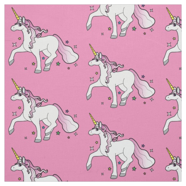 Unicorn som traver till och med stjärnor tyg (Provkarta)