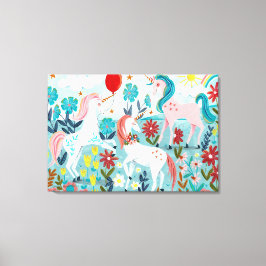 Unicorn söta regnbågflickor canvastryck