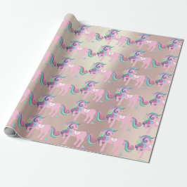 Unicorn Sparkl Glitter Rosa Blommigt Baby Paarly Presentpapper