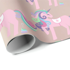 Unicorn Sparkl Glitter Rosa Blommigt Baby Paarly Presentpapper