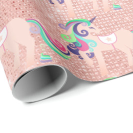 Unicorn Sparkl Glitter Rosa Blommigt Baby Peach Ca Presentpapper