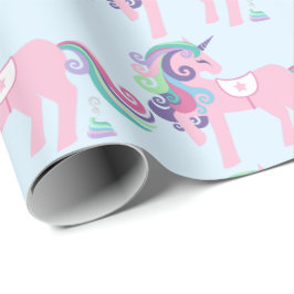 Unicorn Sparkl Glitter Rosa Blommigt Candy Baby bl Presentpapper