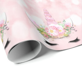 Unicorn Sparkl Glitter Rosa Blommigt Candy Girly Presentpapper